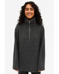 Monki - Long Half Zip Knit Sweater - Lyst