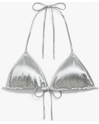 Monki - Metallic Triangle Bikini Top - Lyst