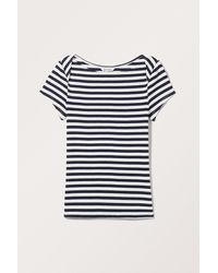 Monki - Rib Fitted Boatneck T-shirt - Lyst