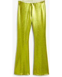 Monki Metallic Green Flared Trousers