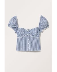 Monki - Short Sleeve Puffy Poplin Blouse - Lyst