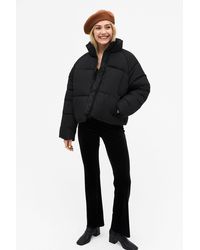 monki longline grid puffer jacket