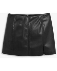 Monki - Black Faux Leather Mini Skirt - Lyst