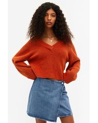 Monki - Knitted V-neck Sweater - Lyst