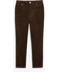 Monki - High Waist Ankle Length Corduroy Trousers Dark Brown - Lyst