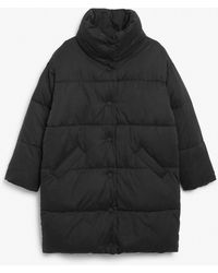 Monki Button-up Puffer Coat - Black