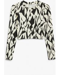 Monki - Long Sleeve Crop Top With Tiger Print - Lyst