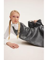 Monki - Pinafore Faux Leather Mini Dress - Lyst