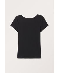 Monki - Fitted Open Back Short Sleeve Top - Lyst