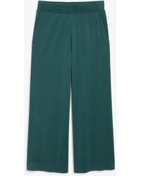 Monki - Wide Leg Super-soft Trousers Dark Green - Lyst