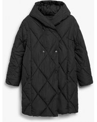 Monki - Black Oversized Quilted Puffer Coat - Lyst