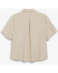 Monki - Kurzärmeliges hemd aus leinenmischung grau - Lyst