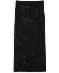 Monki - Black Knitted Net Midi Skirt - Lyst