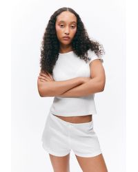 Monki - Soft Pointelle Pyjama Shorts - Lyst