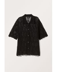 Monki - Crochet Short Sleeve Shirt - Lyst