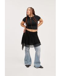 Monki - Lace Ruffle Mini Skirt - Lyst