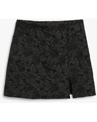 Monki - Short Black Textured Skirt - Lyst