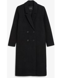 Monki Classic Double-breasted Coat - Black