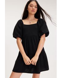 Monki - Puffy Cotton Babydoll Dress - Lyst