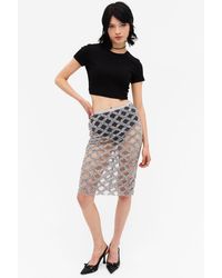 Monki - Sequin Net Midi Skirt - Lyst