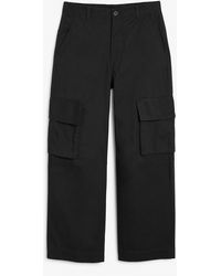 Monki - Cargo Trousers Low Waist Loose Fit Cotton Black - Lyst