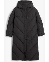 Monki Long Puffer Coat - Black