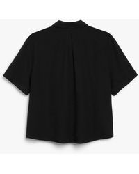 Monki - Black Short Sleeve Linen Blend Shirt - Lyst
