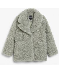 Monki - Lapel Collar Faux Fur Jacket - Lyst