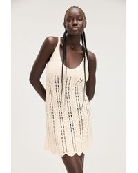 Monki - Crochet-knitted Mini Strap Dress - Lyst
