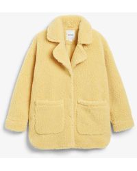Monki Oversize-Mantel Aus Lammfellimitat - Gelb