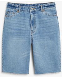 Monki - Denim-shorts mit hoher taille blau - Lyst