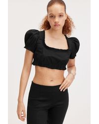 Monki - Cropped Puffy Sleeve Top - Lyst