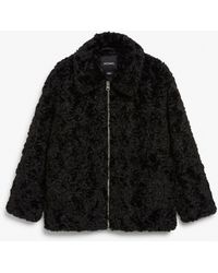 Monki - Zip-up Faux Fur Oversize Jacket - Lyst