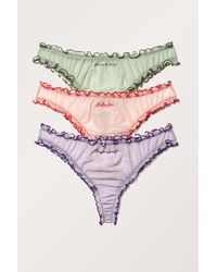 Monki - 3-pack Low Frilled Mesh Thongs - Lyst