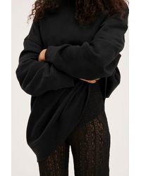 Monki - Long Black Crewneck Sweater - Lyst