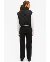 Monki Cropped Puffer Vest - Black