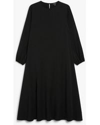 Monki - Black Asymmetric Midi Dress - Lyst