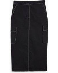 Monki - Black Cargo Maxi Skirt - Lyst