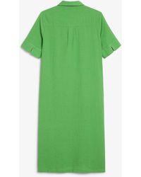 Monki - Green Linen Blend Shirt Dress - Lyst