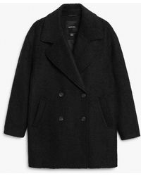 Monki - Black Oversized Wool Blend Coat - Lyst