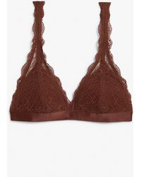Monki - Brown Padded Triangle Lace Bra - Lyst