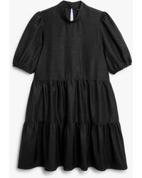 Monki - Black Shiny Babydoll Dress - Lyst