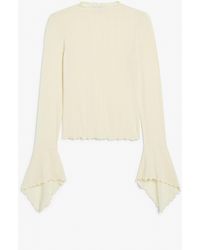 Monki - Ribbed Top With Bell Sleeves - Lyst