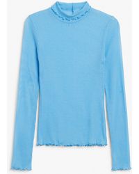 Monki - Long Sleeve Ribbed Roll Neck Top - Lyst