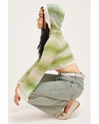 Monki - Cropped Knitted Hooded Sweater - Lyst