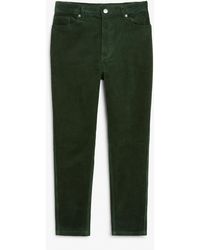 Monki - High Waist Ankle Length Corduroy Trousers Dark Green - Lyst