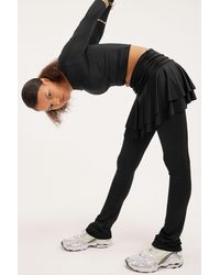 Monki - Fitted leggings With Lettuce Hemlines - Lyst
