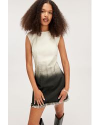 Monki - Frayed Mini Denim Dress - Lyst