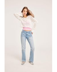 Monki - Cropped Lace-knitted Sweater - Lyst