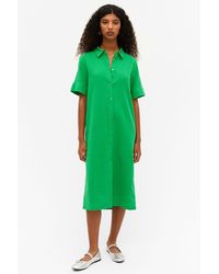 Monki - Green Linen Blend Shirt Dress - Lyst